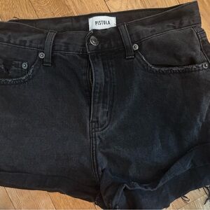 Pistola Black Jeans with Raw Hem and Faded Look